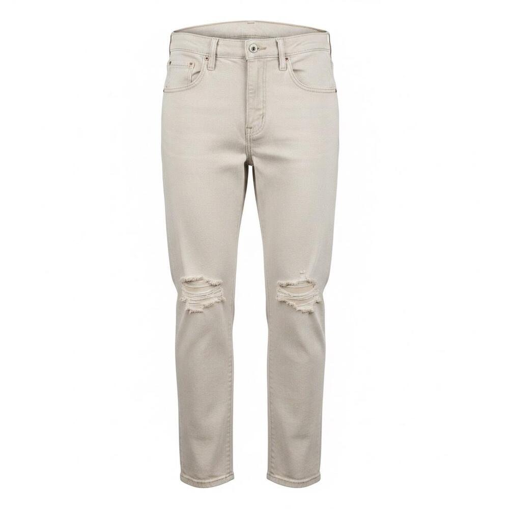 Levi's Pants Mens 34x28 Beige Slim Taper Stretch Denim Distressed Knees 512